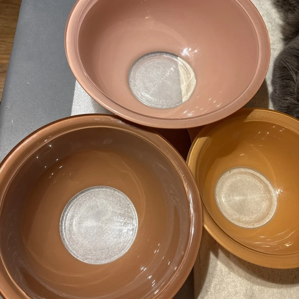PYREX Clear Bottom Autumn Rainbow‎ 3 Pc. Set 322, 323, 325 Fall Colors Brown